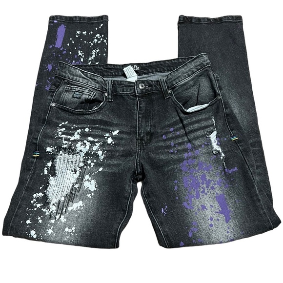 Born Fly colorful Pain Splatter gray Jeans Size 18 - Picture 2 of 6
